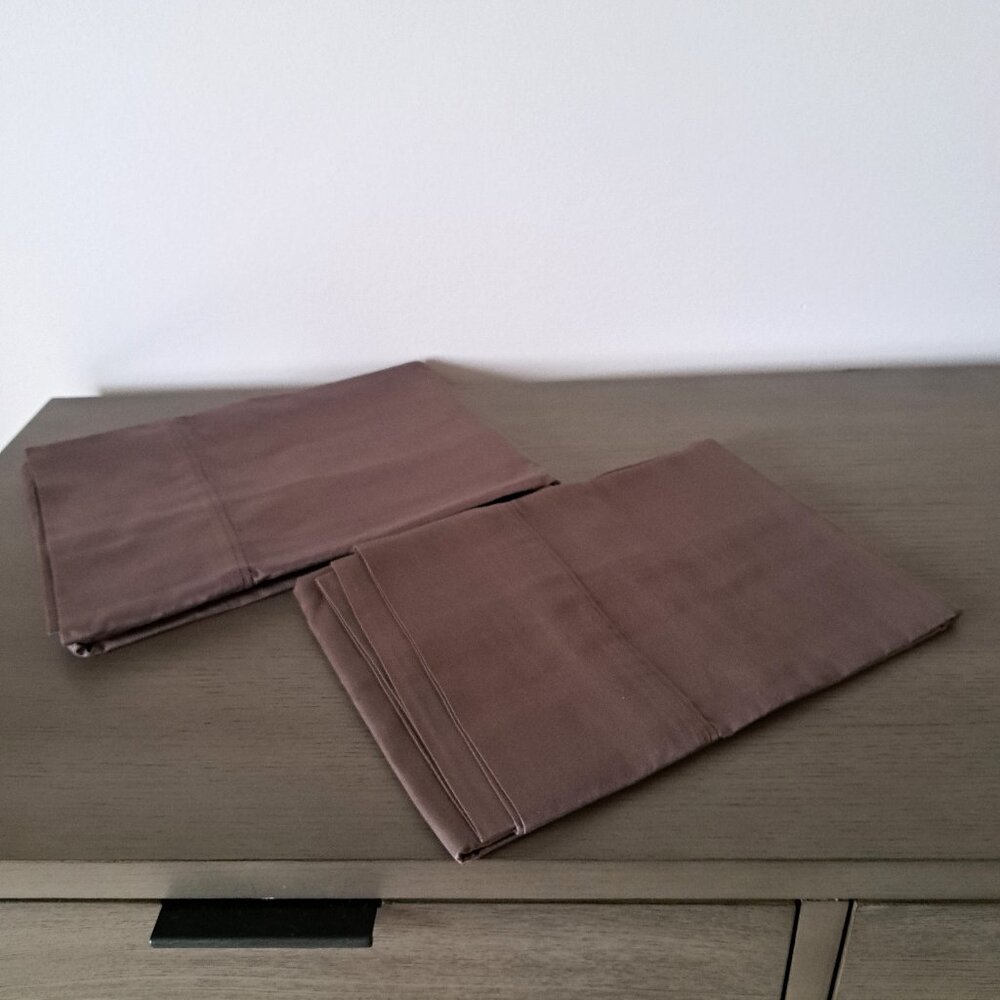 Brand New Cotton Sateen Pillow Cases Chocolate Color Made in India Standard 2pc